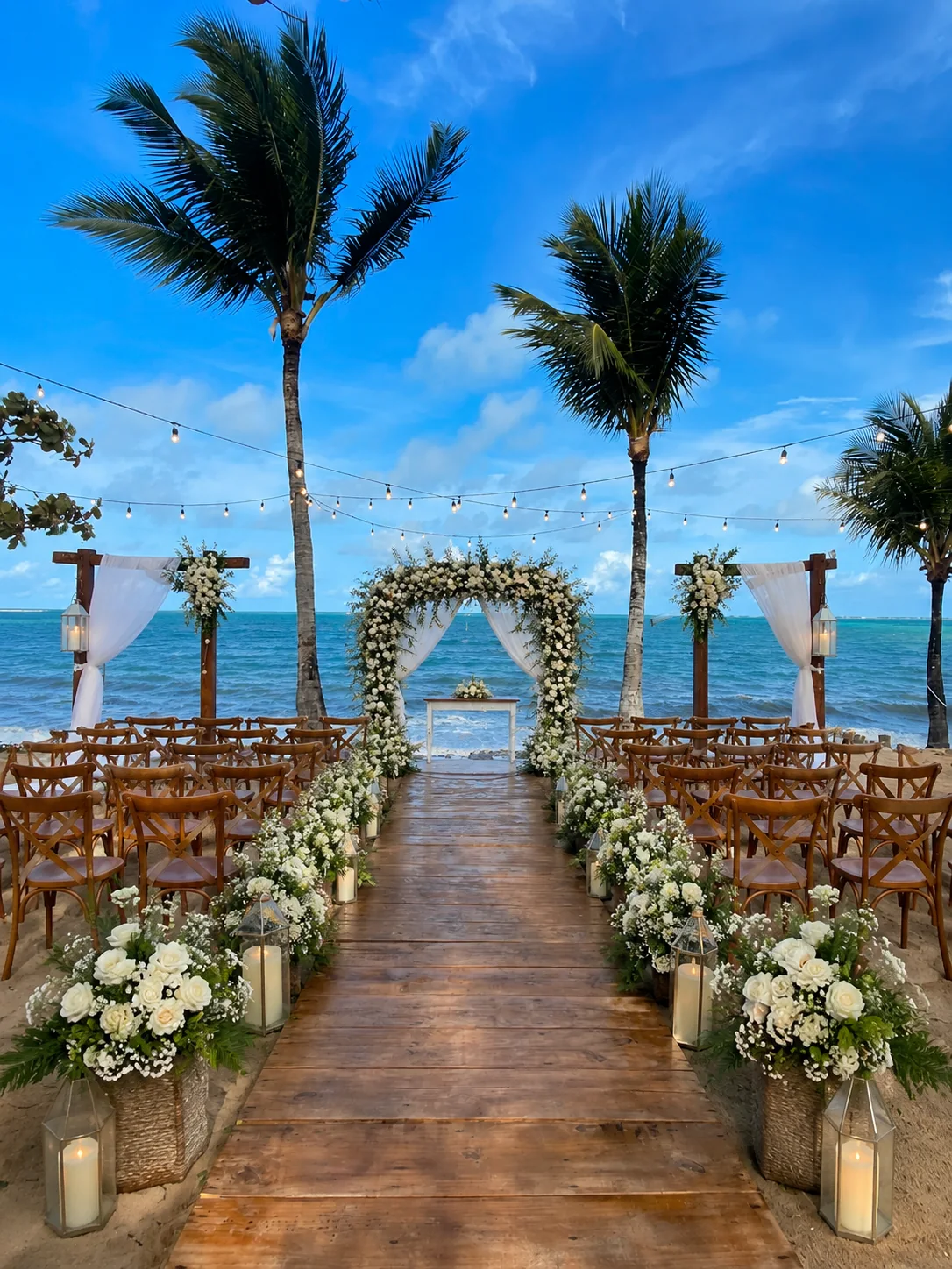 Corredor de cerimônia de casamento pé na areia em Porto Seguro